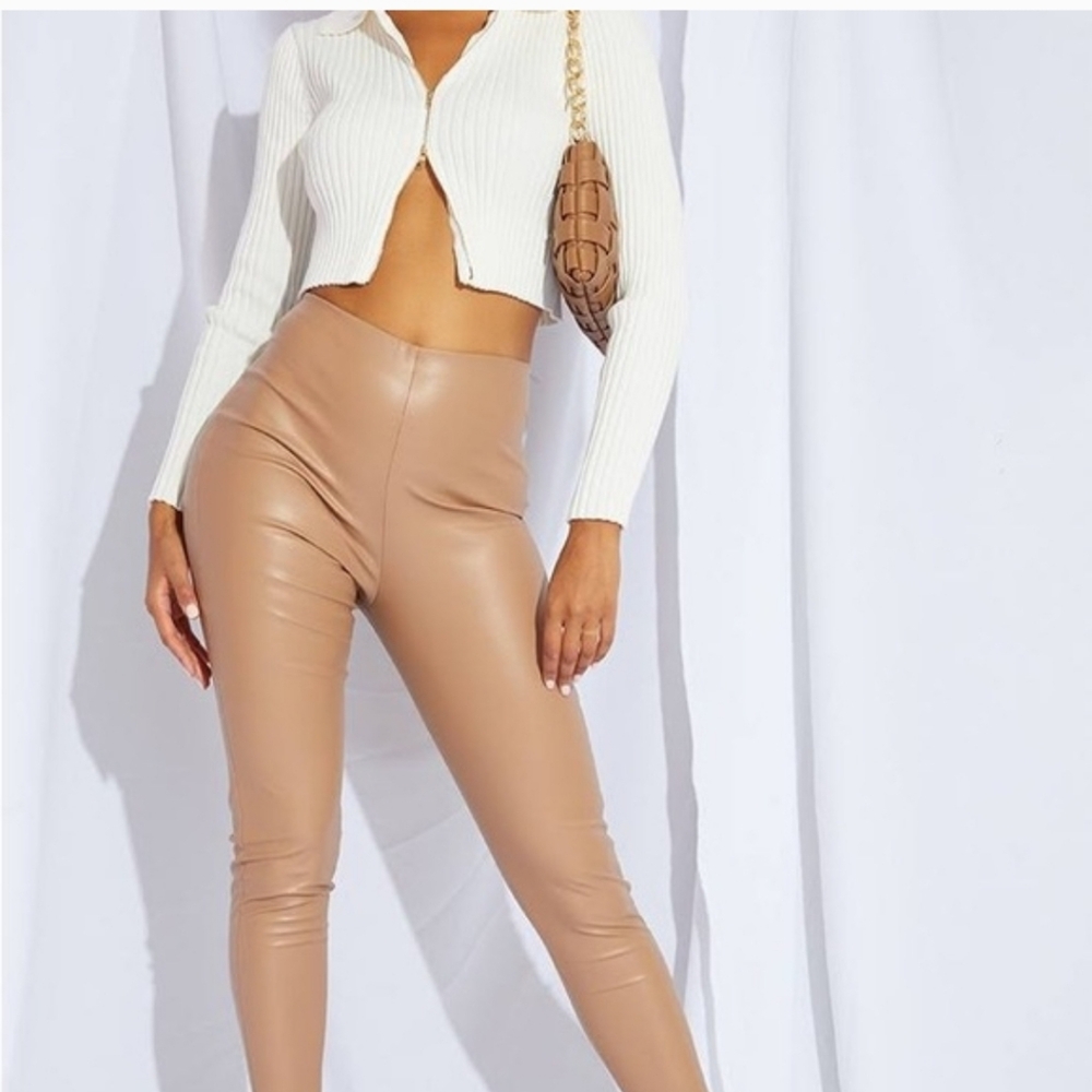 Express Tan Faux Leather Leggings